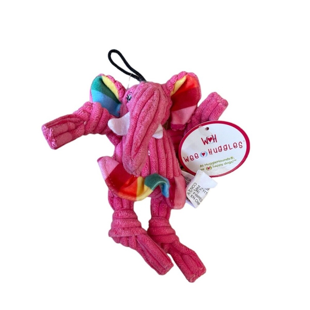 Hugglehounds Wee Elephant Tiny 6" Corduroy Knotties Plush XS Dog Toy Squeaker
